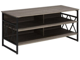 Wyld And Coco Urbannest Tv Stand Cabinet Dark Brown With Matte Black Metal, 4 Shelves, W1200 X D510 X H560mm - thumbnail 3