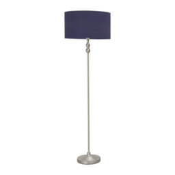 Valuelights Maggie Brushed Chrome Silver Candlestick Floor Lamp With Navy Fabric Lamp Shade - thumbnail 2