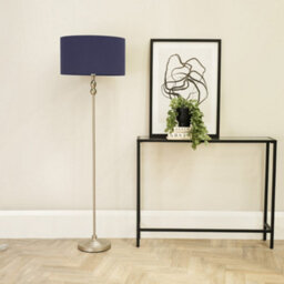 Valuelights Maggie Brushed Chrome Silver Candlestick Floor Lamp With Navy Fabric Lamp Shade - thumbnail 5