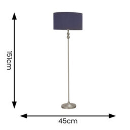 Valuelights Maggie Brushed Chrome Silver Candlestick Floor Lamp With Navy Fabric Lamp Shade - thumbnail 6