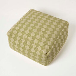 Homescapes Lima Handwoven Textured Green Pouffe Bean Cube - thumbnail 5