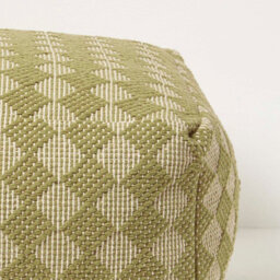 Homescapes Lima Handwoven Textured Green Pouffe Bean Cube - thumbnail 4