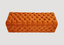 180Cm Wide Lux Ottoman Storage Box, Burnt Orange Velvet Upholstered Chesterfield Storage Ottoman Box - thumbnail 3