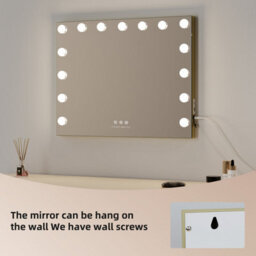 Fascinate Hollywood Vanity Mirror Gold 58X48Cm 15 Led Dimmable Tempered Glass Beauty Mirror Wall Mount Tabletop Stand Modern - thumbnail 6