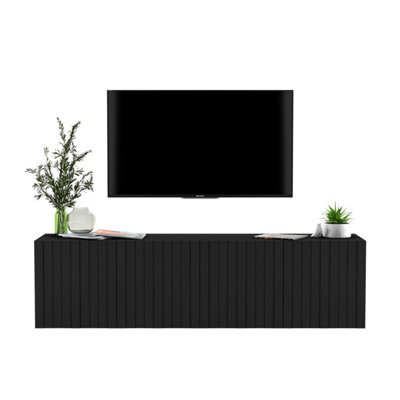 Heze Furniture Elpis Glamour Wall-Mounted Tv Cabinet With Storage 150 Cm - Black Matt - image 1