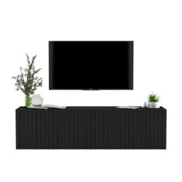 Heze Furniture Elpis Glamour Wall-Mounted Tv Cabinet With Storage 150 Cm - Black Matt - thumbnail 1