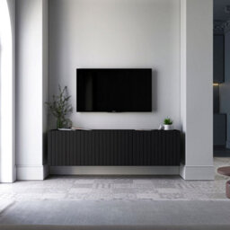 Heze Furniture Elpis Glamour Wall-Mounted Tv Cabinet With Storage 150 Cm - Black Matt - thumbnail 3