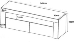 Furneo High Gloss & Matt White Living Room Set Tv Stand Display Cabinets Milclif 13 White Led Lights - thumbnail 4