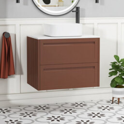 Royal Bathrooms Royal Bathroom Elmore 700mm Terracotta Clay Wall Mounted Countertop Bathroom Vanity Unit 2 Drawer With Elena Basin - thumbnail 1