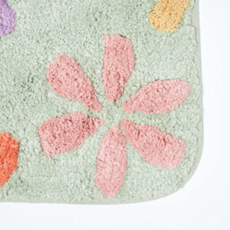Homescapes Floral Multi Colour Cotton Shower Mat - thumbnail 2