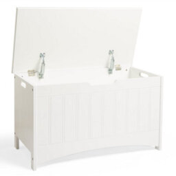 Vonhaus Shoe Storage Bench, White Ottoman Blanket Box With Hinged Lid, Shaker Tongue & Groove End Of Bed Storage Chest - thumbnail 8