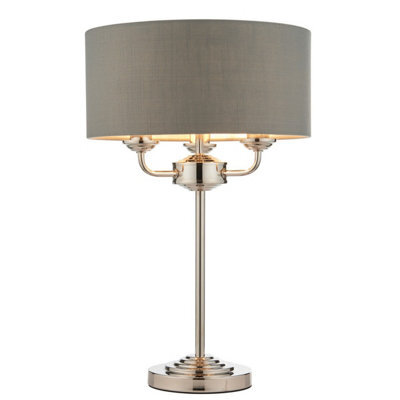Luminosa Lighting Luminosa Highclere Base & Shade Table Lamp, Bright Nickel Plate, Charcoal Fabric - image 1