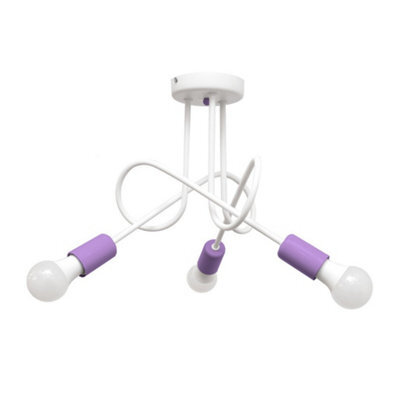 Luminosa Lighting Luminosa Oxford Multi Arm Semi Flush Ceiling Light White, Purple 50Cm