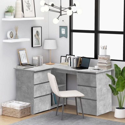 Berkfield Corner Desk Concrete Grey 145X100X76 Cm Engineered Wood - image 1