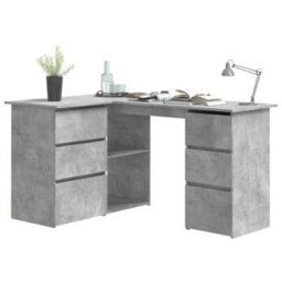 Berkfield Corner Desk Concrete Grey 145X100X76 Cm Engineered Wood - thumbnail 3