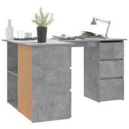 Berkfield Corner Desk Concrete Grey 145X100X76 Cm Engineered Wood - thumbnail 4