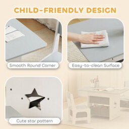 Aiyaplay Kids Table And Chair Set With 6 Removable Drawers, Light Grey - thumbnail 6
