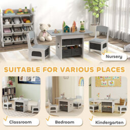 Aiyaplay Kids Table And Chair Set With 6 Removable Drawers, Light Grey - thumbnail 7