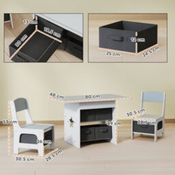 Aiyaplay Kids Table And Chair Set With 6 Removable Drawers, Light Grey - thumbnail 3