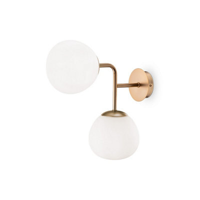 Luminosa Lighting Luminosa Erich Modern Globe Wall Lights Gold 2Xe14 White Shade