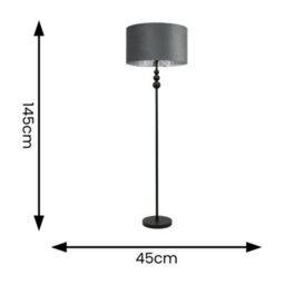 Valuelights Marissa Black Stacked Ball Floor Lamp With Grey Velvet With Chrome Inner Lamp Shade And Led Bulb - thumbnail 4