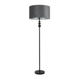 Valuelights Marissa Black Stacked Ball Floor Lamp With Grey Velvet With Chrome Inner Lamp Shade And Led Bulb - thumbnail 2