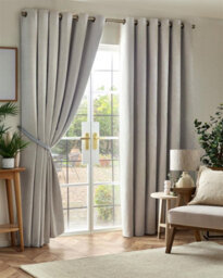 Luxury Living Chenille Blackout Eyelet Curtains Thermal Triple Weave Pair Silver - thumbnail 1