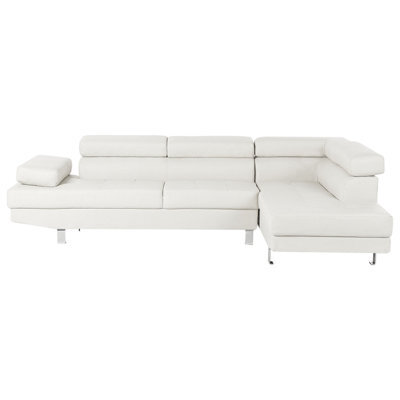 Beliani Corner Sofa 5 Seater Norrea Faux Leather White Left Hand - image 1