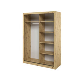Arte Lux Xix - Sophisticated Mirrored Sliding Door Wardrobe (H2150mm W1200mm D600mm) With Customisable Interior Layout - Oak Artisan - thumbnail 4