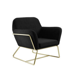 LPD Charles Velvet Black Armchair Comfortable&relaxed Seating With Brushed Gold Legs - thumbnail 2