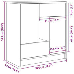 Vidaxl Sideboard With Drawers And Doors Concrete Grey 70.5X34X74.5 Cm - thumbnail 3