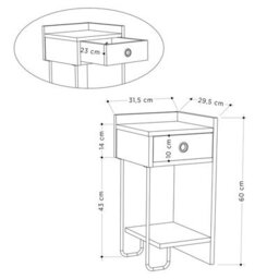 Decortie Sirius Modern Bedside Table Right Module Dark Coffee Width 32Cm - thumbnail 3