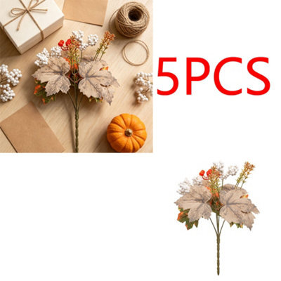 Amorly 5 Pcs Fall Artificial Maple Leaves For Table Centerpieces Vase Floral Arrangement Home Kitchen Decor - image 1