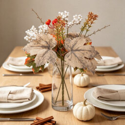 Amorly 5 Pcs Fall Artificial Maple Leaves For Table Centerpieces Vase Floral Arrangement Home Kitchen Decor - thumbnail 3