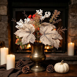 Amorly 5 Pcs Fall Artificial Maple Leaves For Table Centerpieces Vase Floral Arrangement Home Kitchen Decor - thumbnail 2
