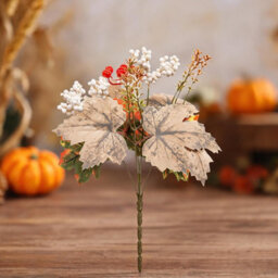 Amorly 5 Pcs Fall Artificial Maple Leaves For Table Centerpieces Vase Floral Arrangement Home Kitchen Decor - thumbnail 6