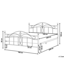 Beliani Bed Metal Antlia 160 X 200 Cm (Eu King Size) White - thumbnail 3