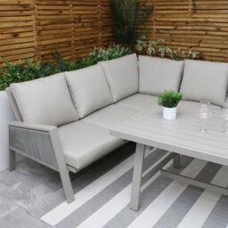 Sicily Beige Aluminium 6 Seater Corner Sofa Dining Set With Beige Cushions - thumbnail 6