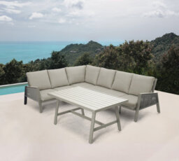 Sicily Beige Aluminium 6 Seater Corner Sofa Dining Set With Beige Cushions - thumbnail 2