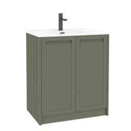 Royal Bathrooms Elmore 700mm Traditional Floor Standing 2 Door Cabinet Bathroom Vanity Unit With Ceramic Basin Sink - Matt Green - thumbnail 6