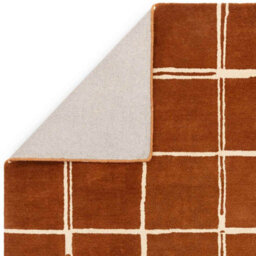 Rust Chequered Wool Modern Shaggy Handmade Rug For Living Room Bedroom & Dining Room-200Cm X 290 Cm - thumbnail 2