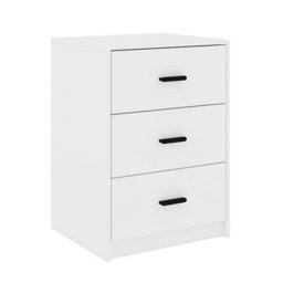 Urbn-Living Urbnliving Height 56Cm 3 Drawer Wooden Bedroom White Carcass And White Drawers Bedside Cabinet Furniture Storage Nightstand - thumbnail 5
