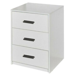 Urbn-Living Urbnliving Height 56Cm 3 Drawer Wooden Bedroom White Carcass And White Drawers Bedside Cabinet Furniture Storage Nightstand - thumbnail 1
