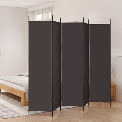 Walplus 5-Panel Room Divider Brown 250X200 Cm Fabric - image 1