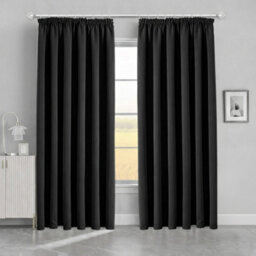 Bedlooms Blackout Curtains Thermal Insulated Pencil Pleat Black Large Window Curtain (Pair) 90 X 72 Inches With Tie Backs - thumbnail 1