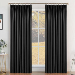 Bedlooms Blackout Curtains Thermal Insulated Pencil Pleat Black Large Window Curtain (Pair) 90 X 72 Inches With Tie Backs - thumbnail 9