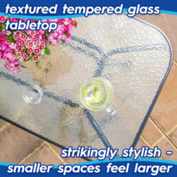 Harbour Housewares 3Pc Sussex Round Glass Top Patio Bistro Set - Black - thumbnail 3
