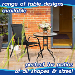 Harbour Housewares 3Pc Sussex Round Glass Top Patio Bistro Set - Black - thumbnail 4