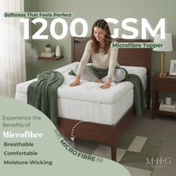MHG Living Quilted Mattress Topper & Pillow Set - 1200Gsm Microfibre Comfort Layer With Elasticated Corner Straps - Small Double - thumbnail 3