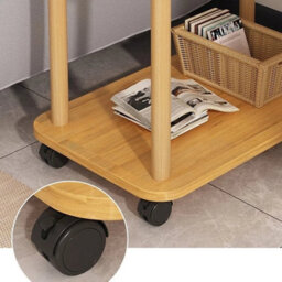 2 Tier Small Sofa Side Table Couch End Table Coffee Tea Snack Desk With Wheel - thumbnail 3